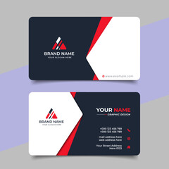 Red modern creative business card and name card horizontal simple clean template vector design