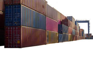 container on harbor isolated. Stack of shipping containers. Containers on isolated