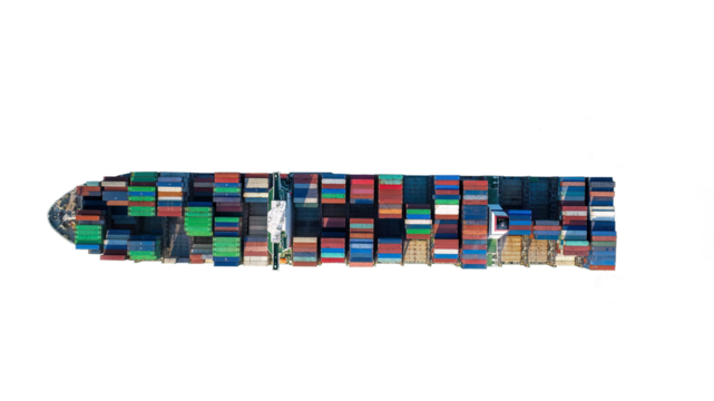 Container Cargo ship isolated without background, Freight Transportation and Logistic, Shipping container cargo ship for water transportation networks industry maritime freight concept on isolate