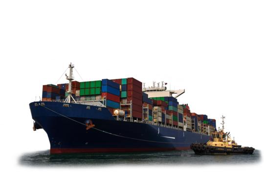 Container Cargo ship isolated without background, Freight Transportation and Logistic, Shipping container cargo ship for water transportation networks industry maritime freight concept on isolate