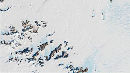 Meteorite in Antarctica, top view of snow rock peaks background texture. Elements of this image furnished by NASA.