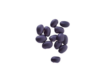 black beans isolated on white background from top view