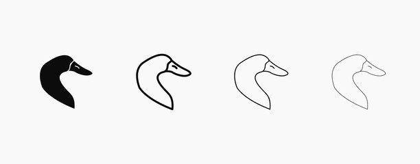 Duck head vector icon. Duck silhouette vector