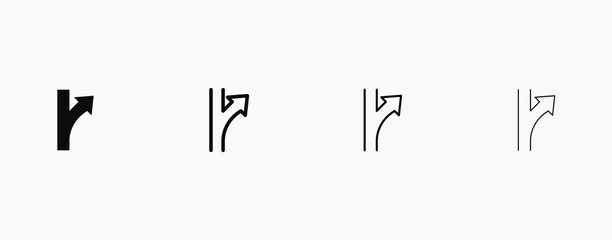 Turn right from the main road vector icon isolated on white background