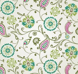 traditional paisley floral pattern, textile , Rajasthan, royal India	