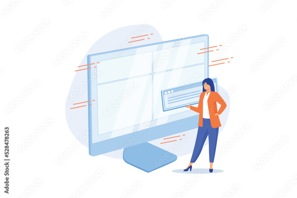 Poster web design and content creating. landing page, website, homepage creating design element. female gra