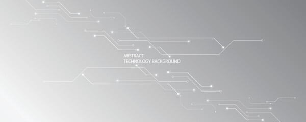 Gray and white technology background image Line design for communication connections in digital systems Hi-tech technology pattern