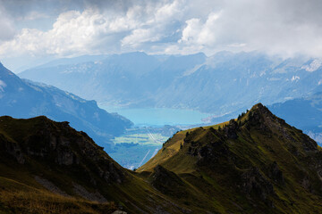 view from Planplatten towards Hohmad and Brienzersee and Brienz
