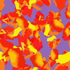 Fototapeta na wymiar UFO camouflage of various shades of red, yellow, violet and orange colors