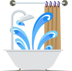 the bathroom is faulty. he's carrying water from the shower tray.