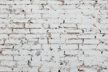 old brick wall white paint grunge background