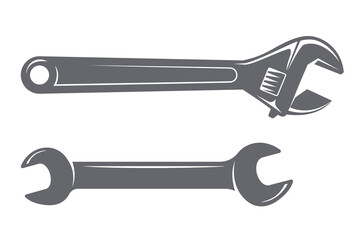 Wrench and adjustable wrench tool icon. Vector modern illustration