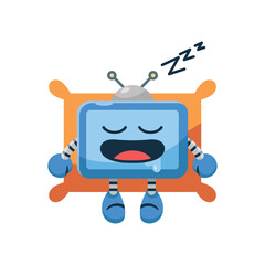 Naklejka premium Vector illustration character of television robot sleeping soundly