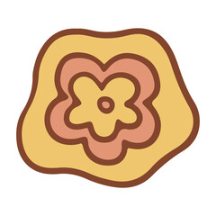 Retro groovy flower. Collection of different flowers in a hippie style. Vector boho illustration isolated on a light background