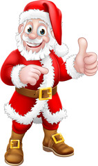 Santa Claus Thumbs Up Pointing Christmas Cartoon