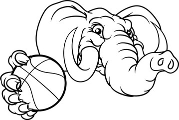 Elephant Basketball Ball Sports Animal Mascot