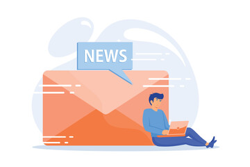 Newsletter subscription. Modern pastime, online news reading, internet mail. Spam advertisement, phishing letter, scam idea design element.flat vector modern illustration
