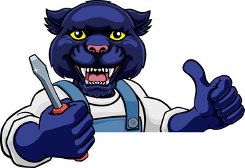 Panther Electrician Handyman Holding Screwdriver