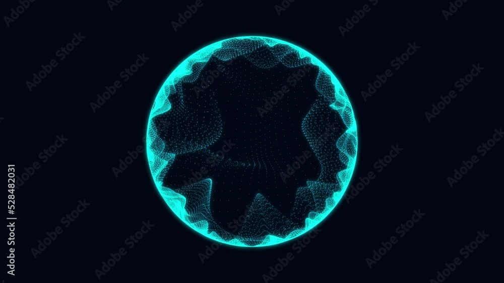 Poster sci-fi blue sphere with particles. concept network connection. frame sphere. abstract technology bac