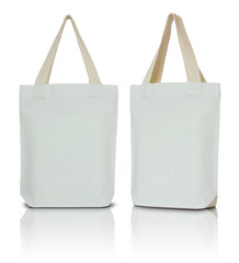 white fabric bag isolated with reflect floor for mockup