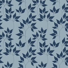 Leaves seamless pattern vector. Abstract graphic ivy branches floral backdrop illustration. Wallpaper, background, fabric, textile, print, wrapping paper or package design.