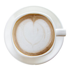 coffee cup isolated with clipping path, top view