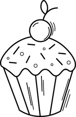 black and white cupcake illustration