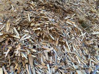 Haufen mit Sägerestholz 