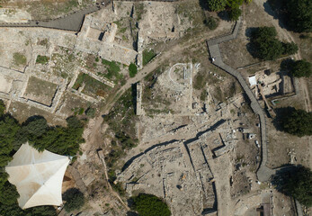 Wooden Horse in the Troy Ancient City Drone Photo, Canakkale Turkey