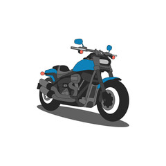 blue and black retro motorcycle vehicle cartoon flat vector illustration isolated on white background