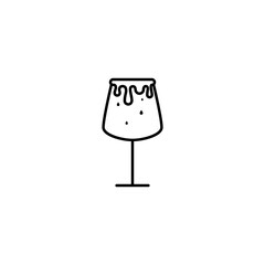 red wine glass icon with overfilled with water on white background. simple, line, silhouette and clean style. black and white. suitable for symbol, sign, icon or logo