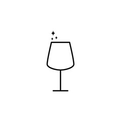 sparkling red wine glass icon on white background. simple, line, silhouette and clean style. black and white. suitable for symbol, sign, icon or logo