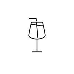 red wine glass icon with straw on white background. simple, line, silhouette and clean style. black and white. suitable for symbol, sign, icon or logo