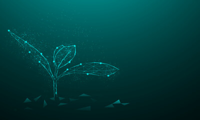 Tree. Digital vector outline of plants in dark blue. growth concept environment nature ecology low poly polygon mesh vector