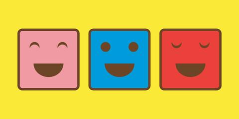 vector graphic illustration, multi-character square face