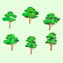 Set of abstract stylized trees icon,symbol,character vector. Natural illustration.