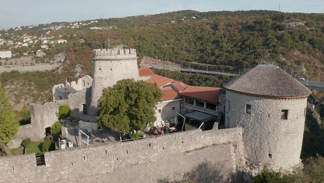 Trsat castle of old city port at the river Rijecina firth in Rijeka, Croatia