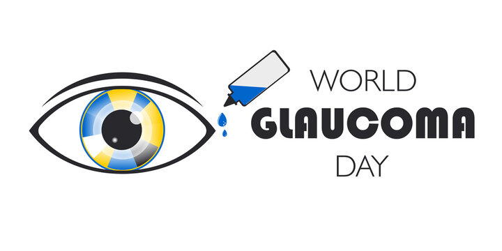 World Glaucoma Day. March 12th. Medical horizontal white banner. 
