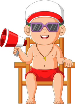 baby lifeguard red shorts megaphone sunglasses clip art preview