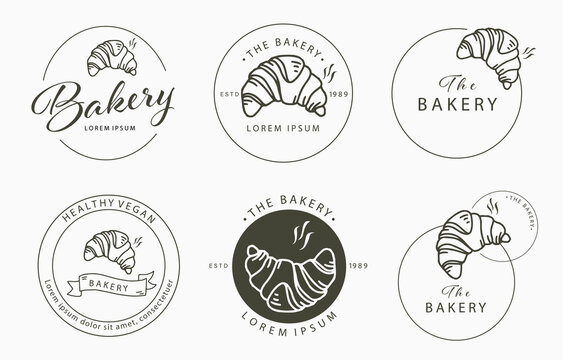 dessert collection with croissant.Vector illustration for icon,sticker,printable and tattoo