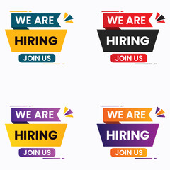  we are hiring banners with geometrical shapes join us 