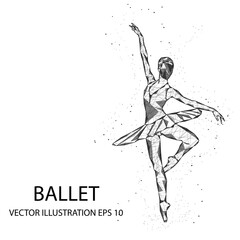 Silhouette Ballerina Girl Dancer Abstract Illustration Of Polygon Triangle Model Low poly design, EPS 10 vector.