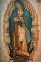 Arte Sacro, Virgen de Guadalupe, Exconvento de Santo Domingo, San Cristóbal de las Casas, Chiapas - obrazy, fototapety, plakaty