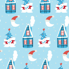 Cute Christmas background. Christmas background. Seamless texture for winter.