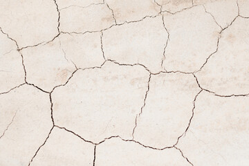 Texture with cracks on the ground. A crack on the bank of the river is caused by shoaling. Drought and climate change concept