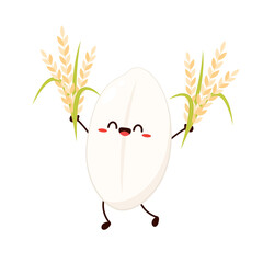 Rice character design. rice vector on white background. Paddy vector.