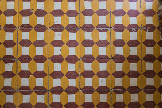 Yellow tiled floor pattern abstract background