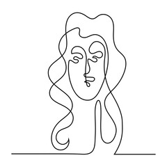 abstract face one line drawing. Portret minimalistic style