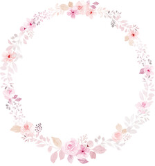Watercolor Wreath of Pink Flower