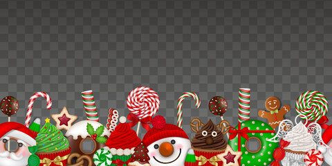christmas seamless banner with funny sweets